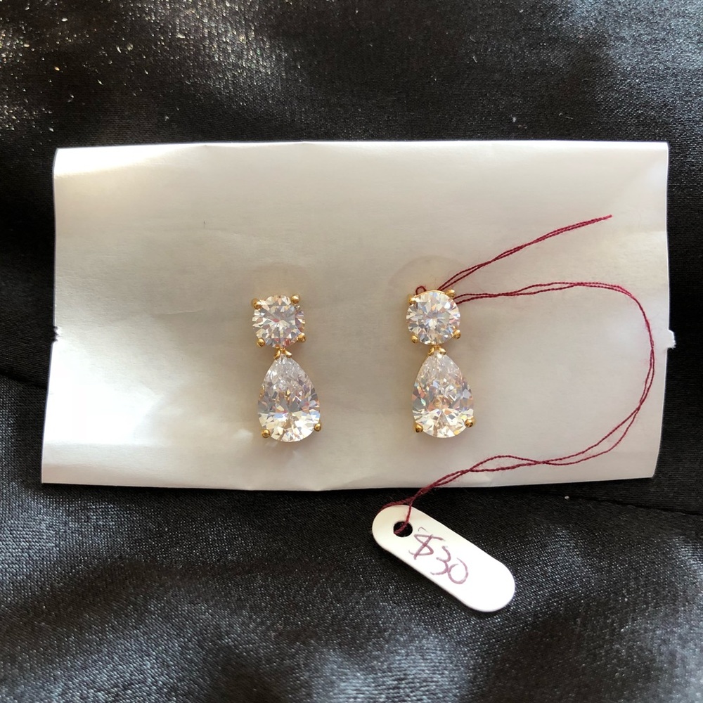 Gold CZ Drop Earrings